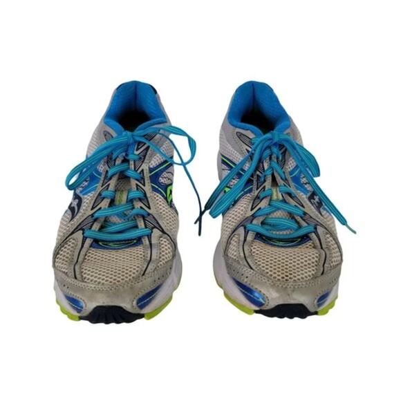 Saucony Ignition 4 Womens Running Shoes Size 8.5 Turquoise Lime Silver Sneakers - Picture 4 of 9